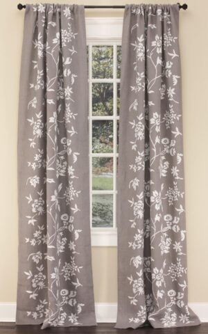 Burlap Floral Ready-Made Panel-Gray-0