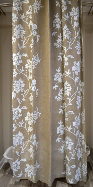 Burlap Floral Vine 72x96 Shower Curtain-0